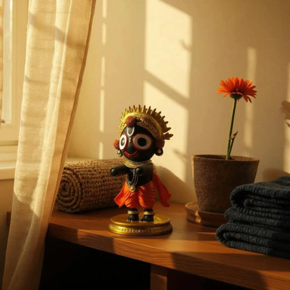 Resin Bal Jagannath Idol | Compact &amp; Colorful Statue for Car Dashboard, Office or Temple