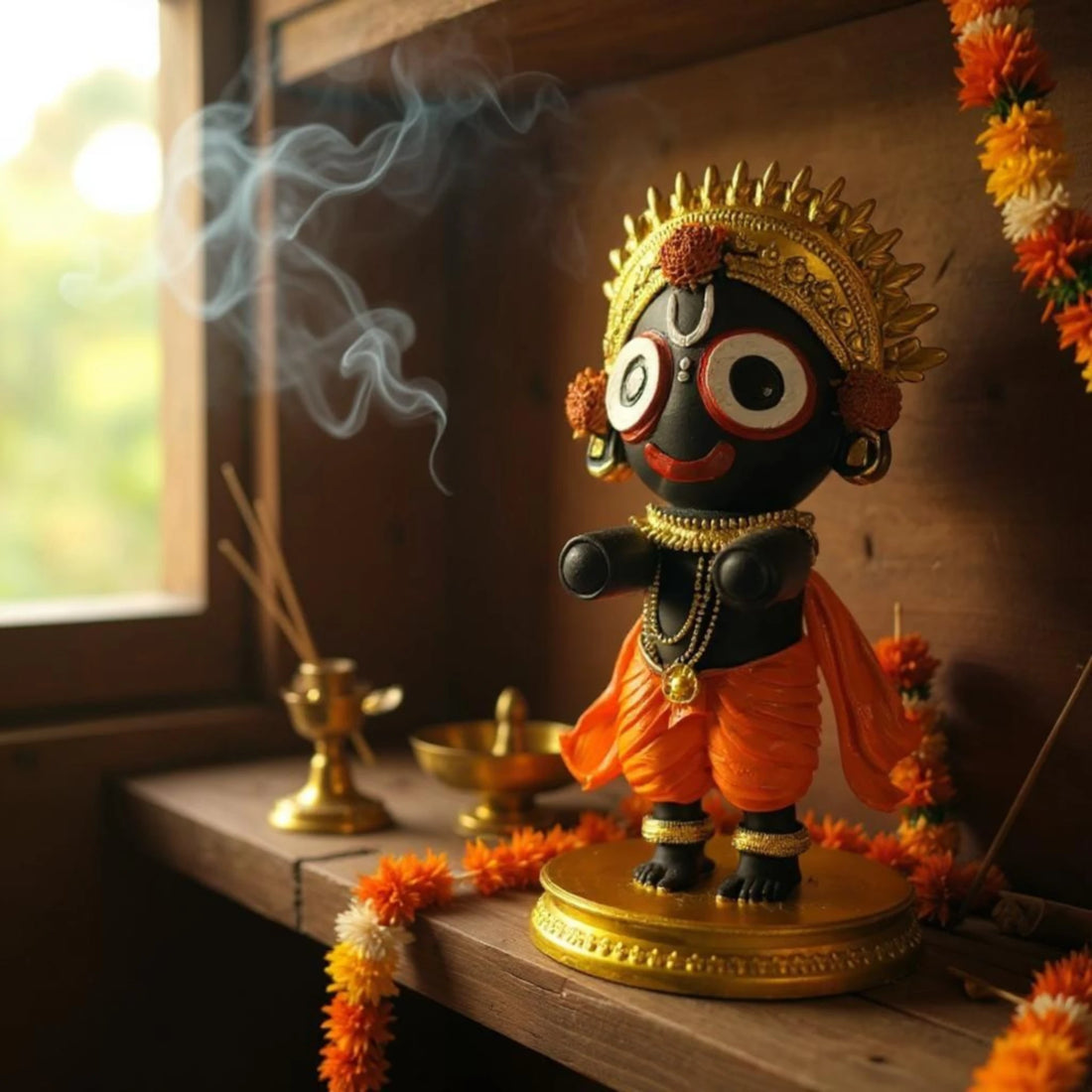 Resin Bal Jagannath Idol | Compact &amp; Colorful Statue for Car Dashboard, Office or Temple