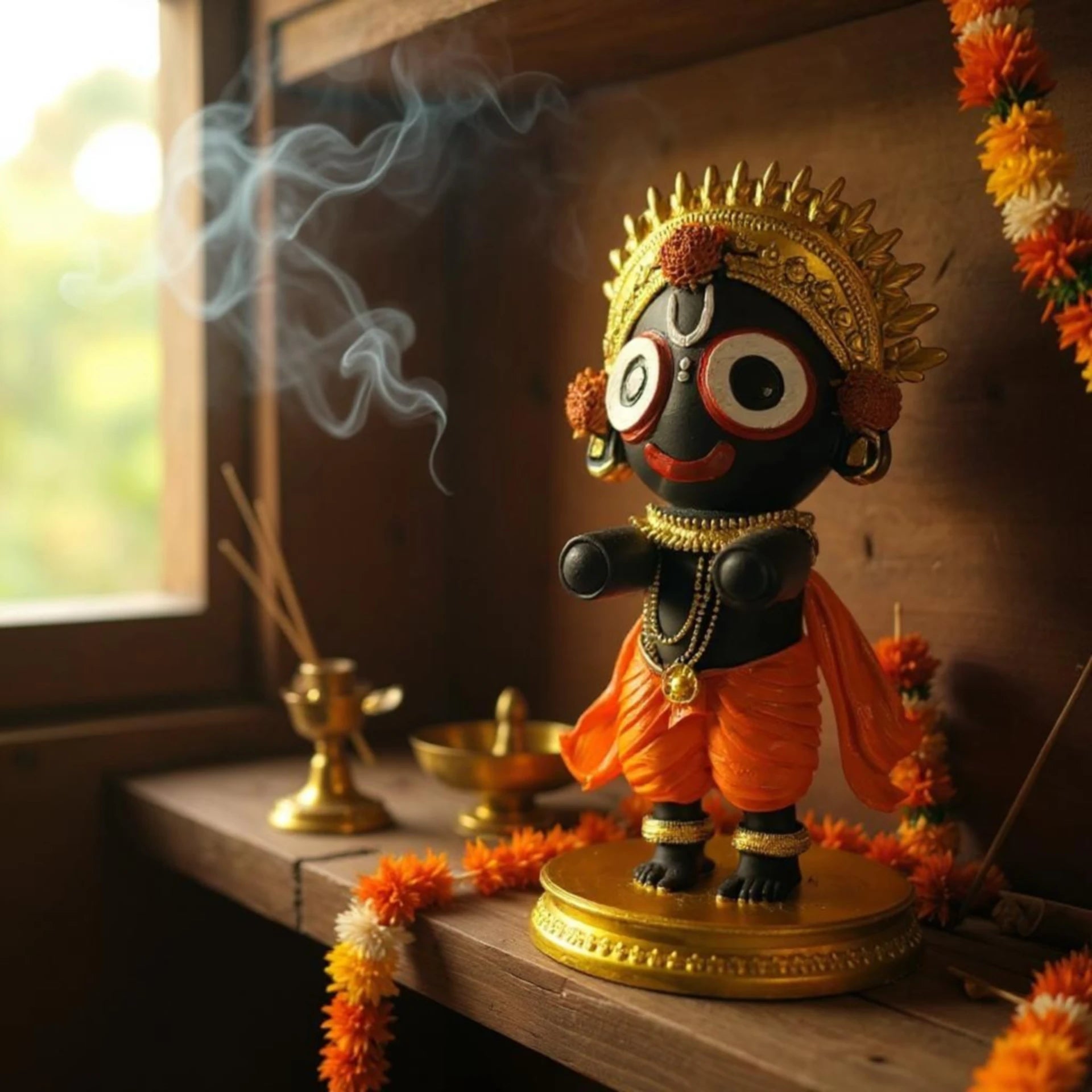 Resin Bal Jagannath Idol | Compact &amp; Colorful Statue for Car Dashboard, Office or Temple