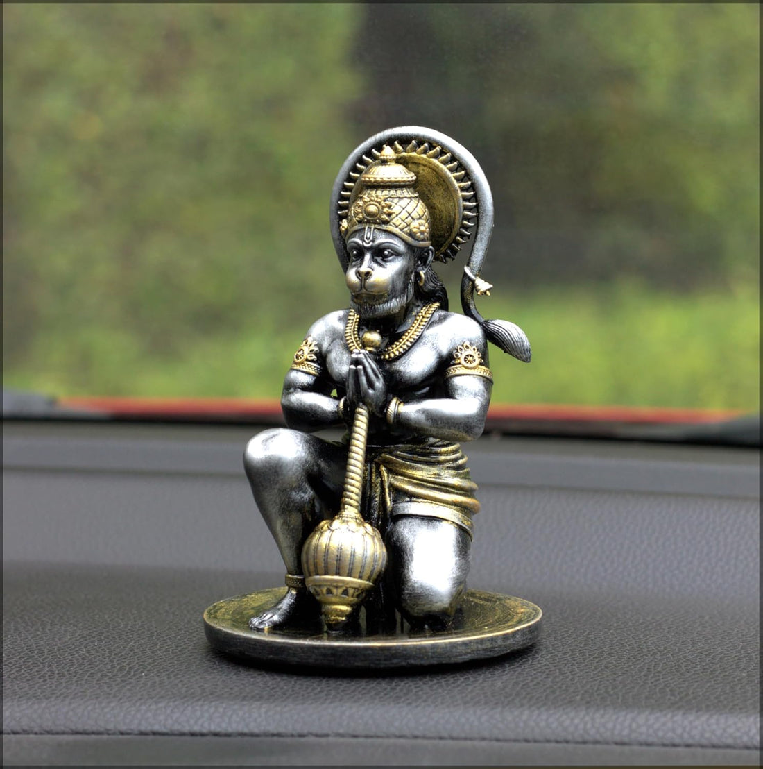 Divine Guardian: Hanuman Statue, car dashboard and desk