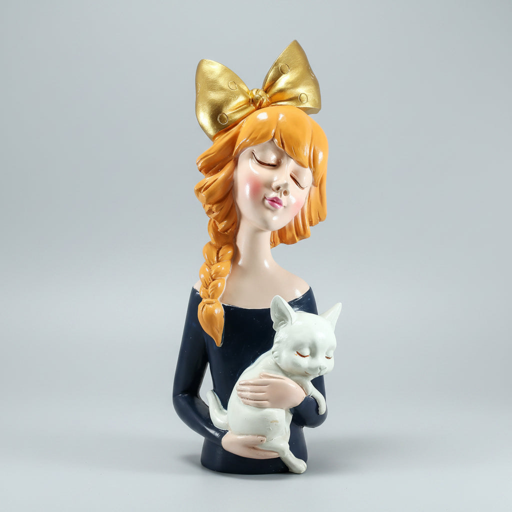 cute girl with cat showpiece