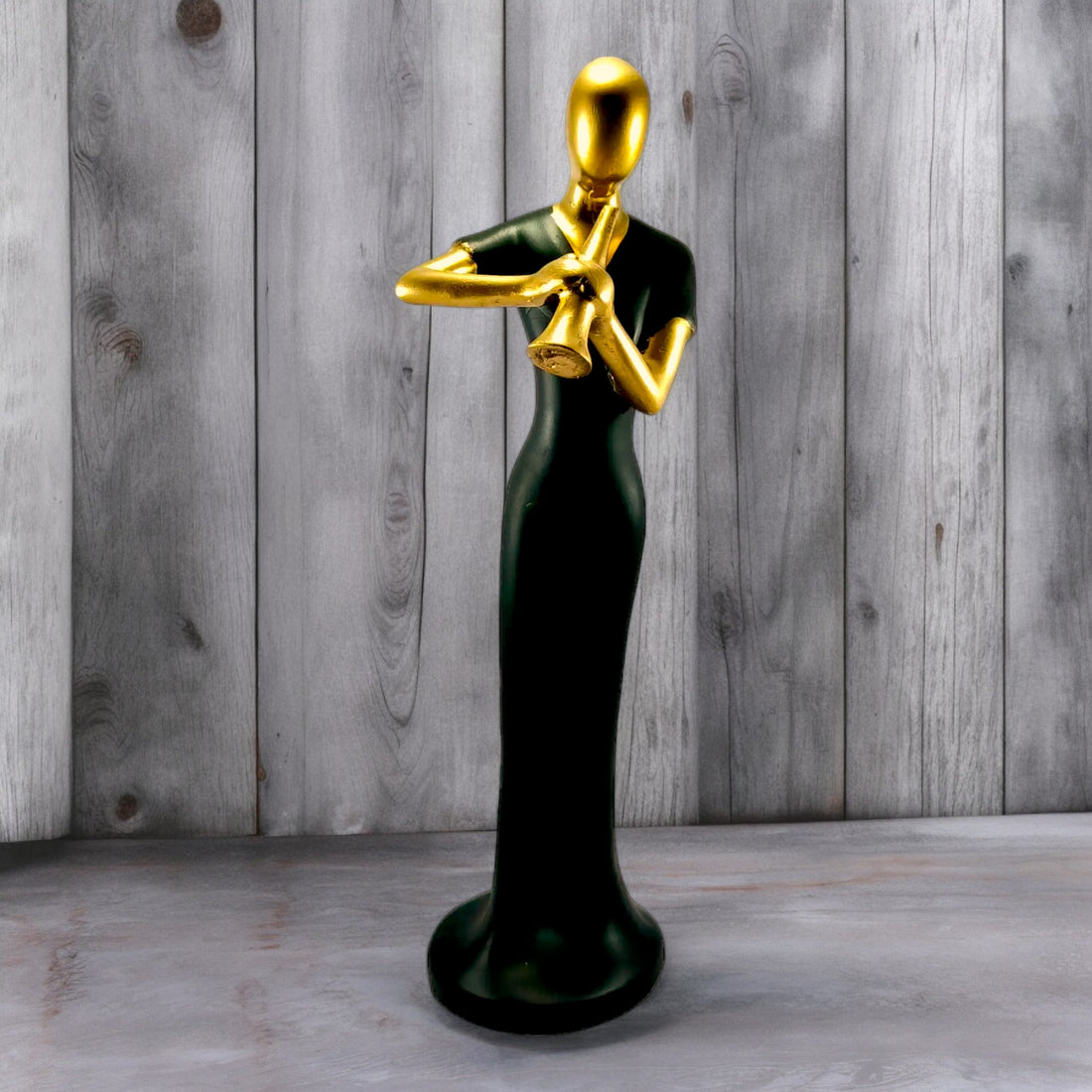 Melodic Elegance: Black Lady Playing Shehnai Resin Statue
