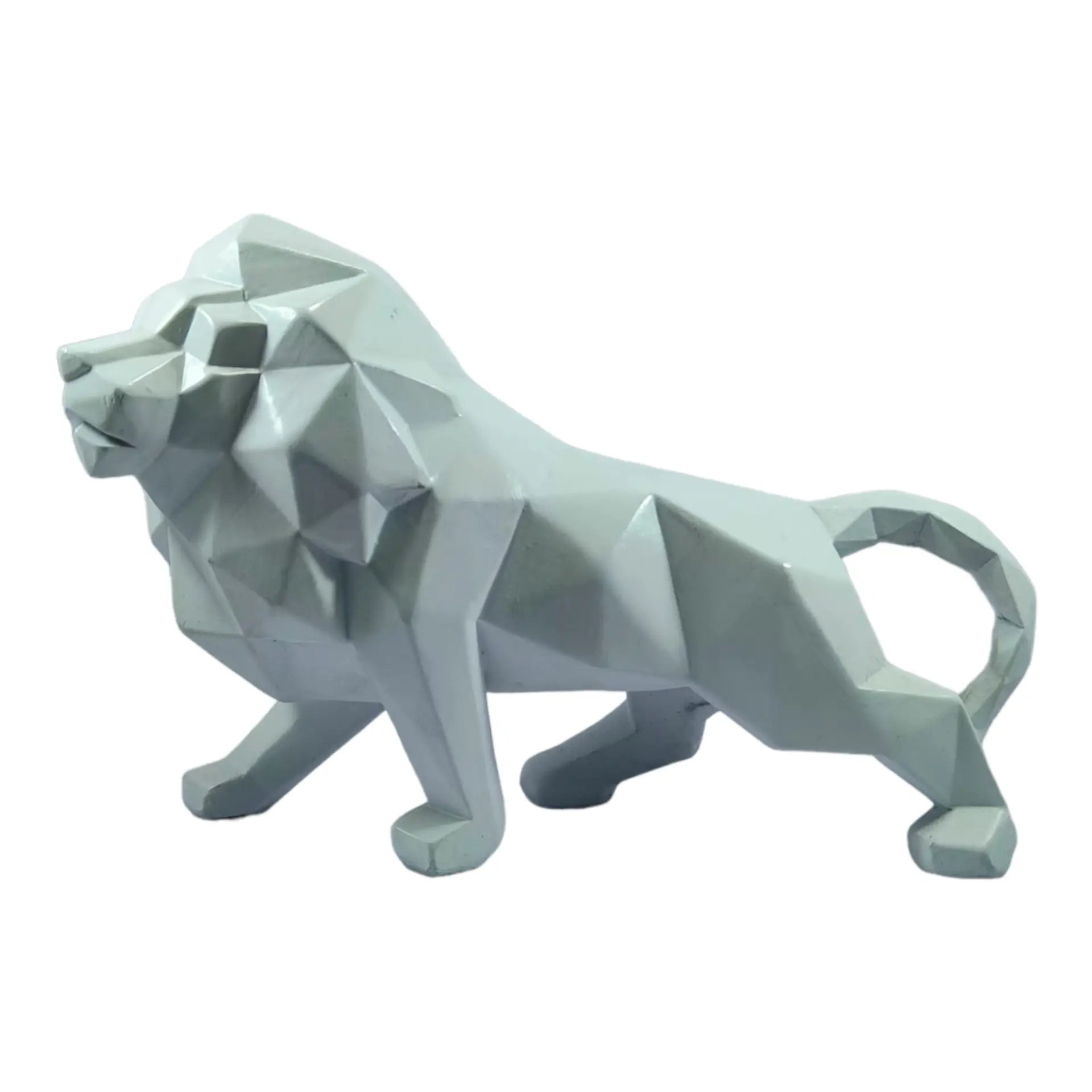 Geometric Resin Lion Statue: Modern Artistry for Your Space