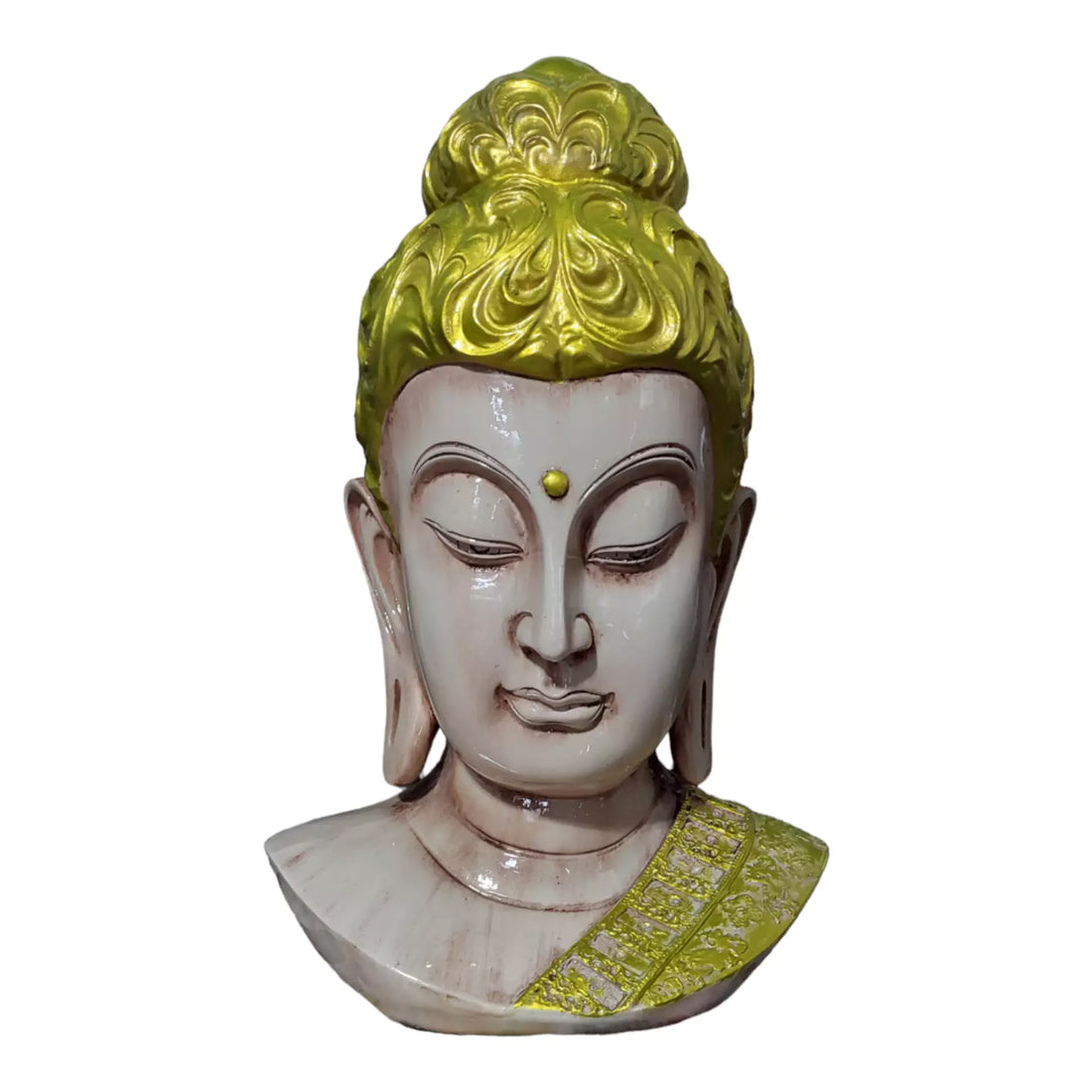 White Big Buddha Face Resin Meditation Sculpture
