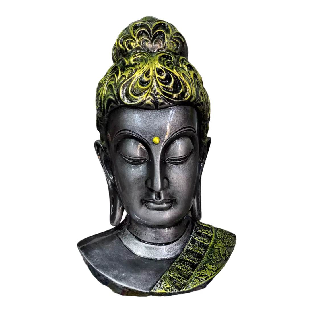 Silver Big Buddha Face Resin Statue