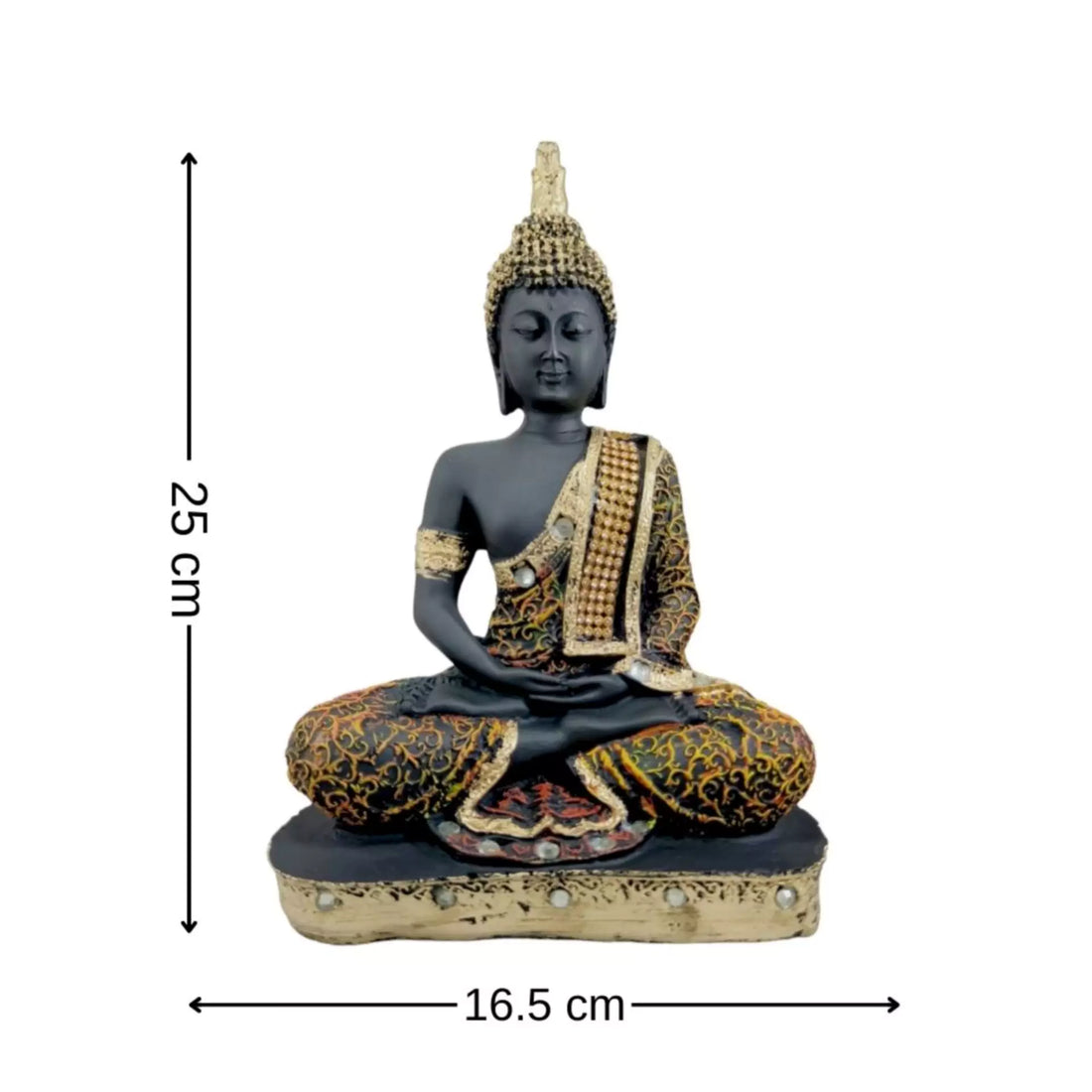 Orange Samadhi Buddha Idol Statue Showpiece in Polyresin