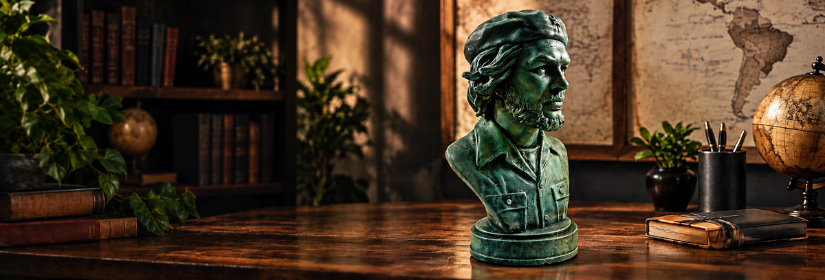Che Guevara bust sculpture in a warm collector's room