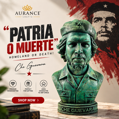 Che Guevara Bust Statue – Vintage Green Historical Collectible | Aurance Crafts