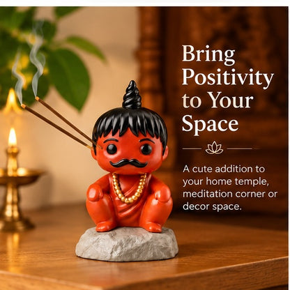 Chota Pandit Incense Stick Holder – Cute Monk Figurine for Home Temple &amp; Spiritual Decor
