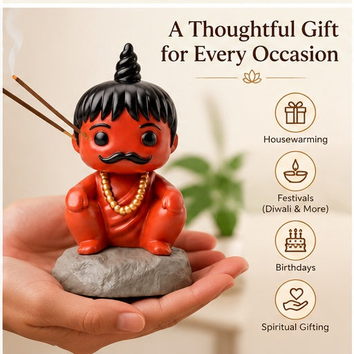 Chota Pandit Incense Stick Holder – Cute Monk Figurine for Home Temple &amp; Spiritual Decor