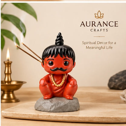 Chota Pandit Incense Stick Holder – Cute Monk Figurine for Home Temple &amp; Spiritual Decor