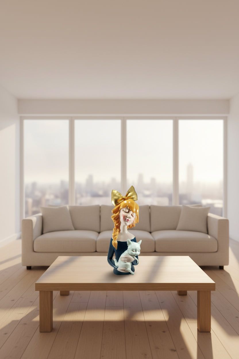 cute girl with cat 