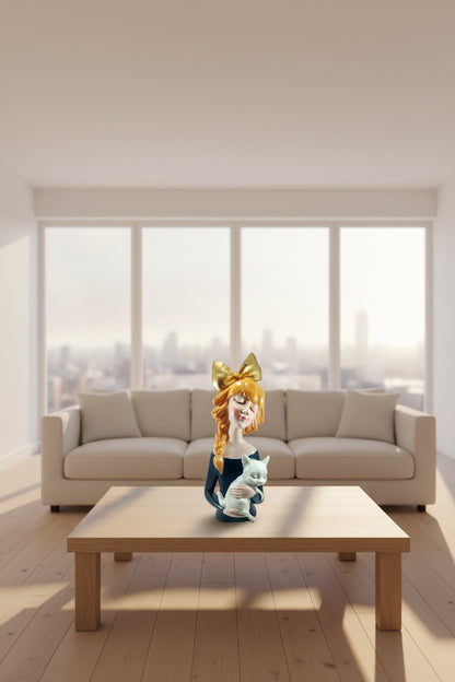 cute girl with cat 