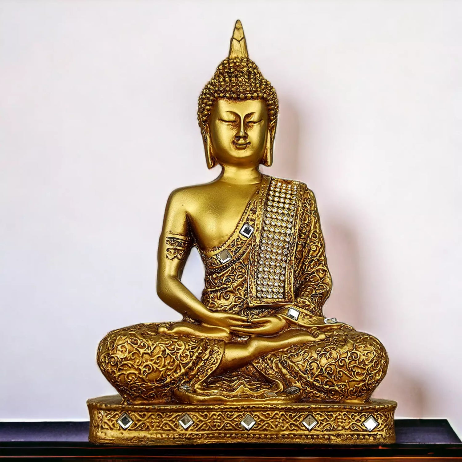 Golden Samadhi Buddha Idol Statue Showpiece in Polyresin