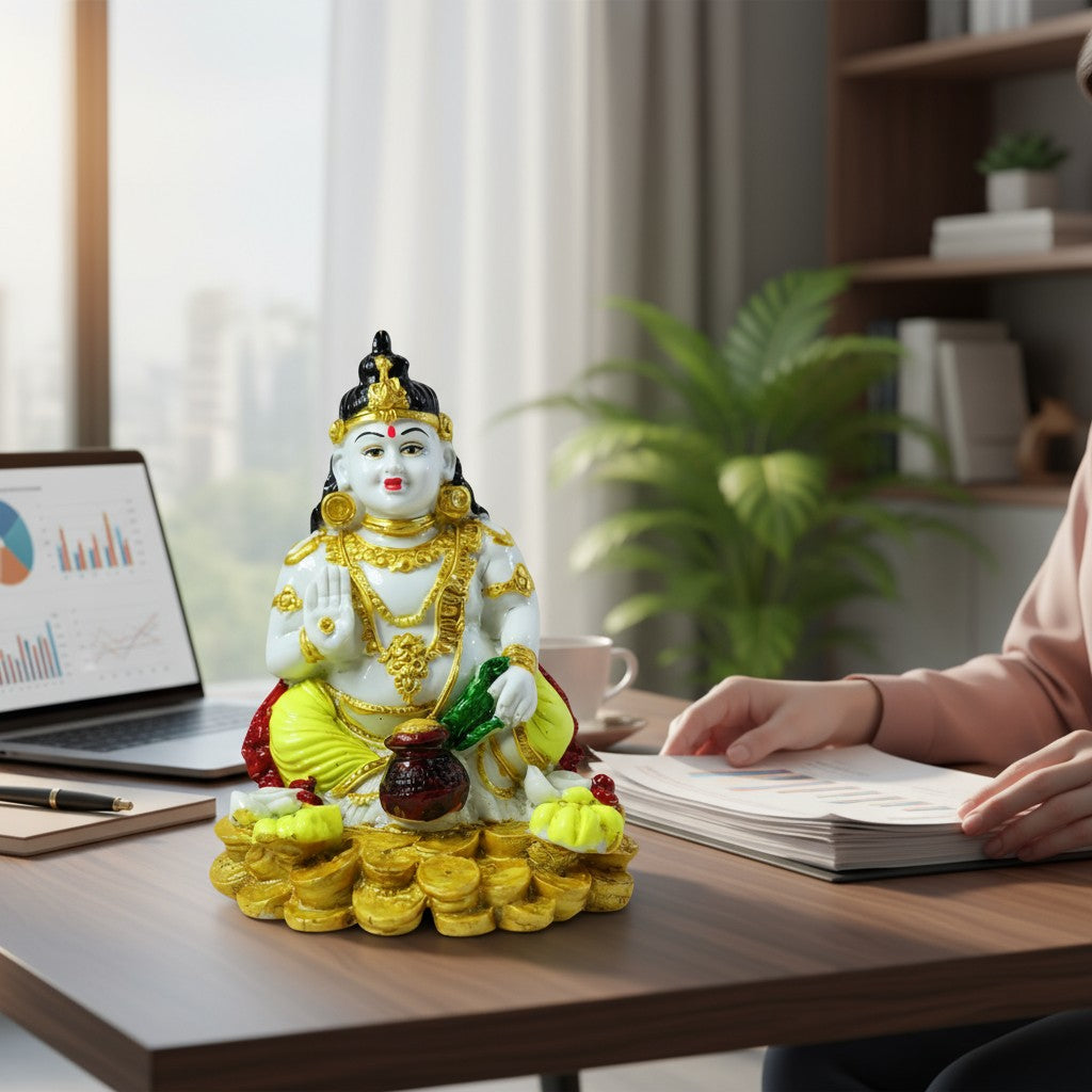 Kuber God Handcrafted Resin Statue – Symbol of Wealth &amp; Prosperity