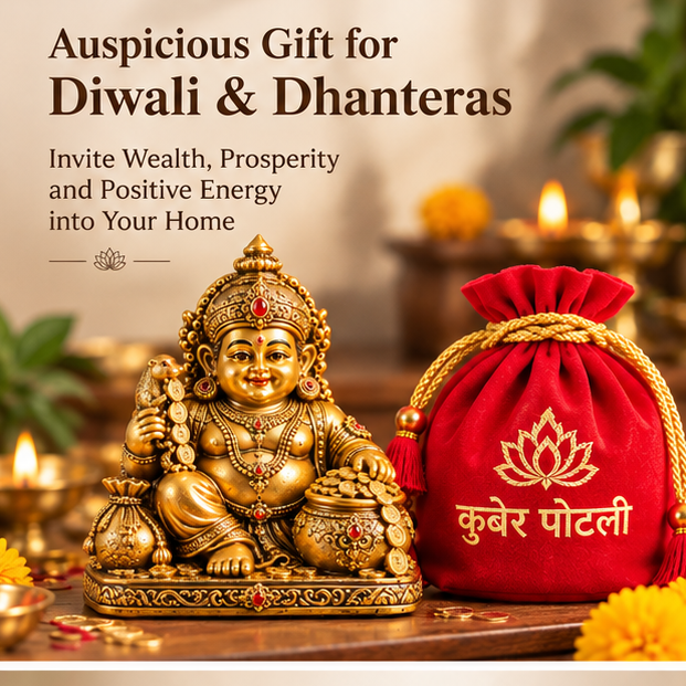 Kuber Idol with Kuber Potli | Diwali &amp; Dhanteras Gift Set by Aurance Crafts