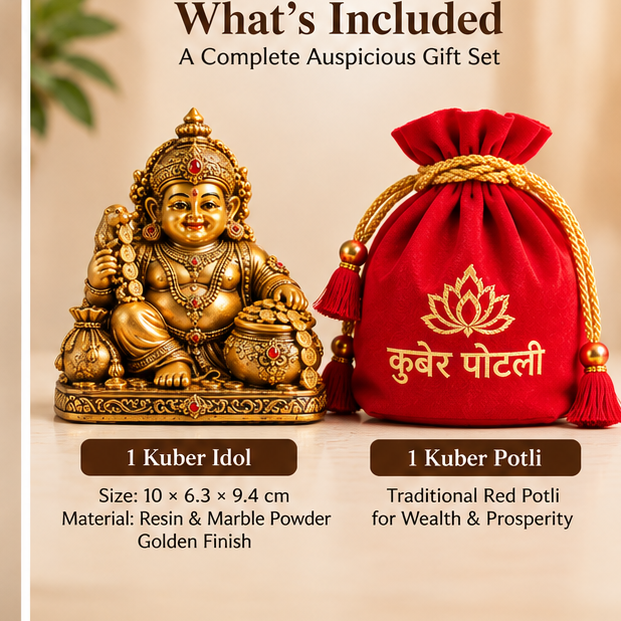 Kuber Idol with Kuber Potli | Diwali &amp; Dhanteras Gift Set by Aurance Crafts