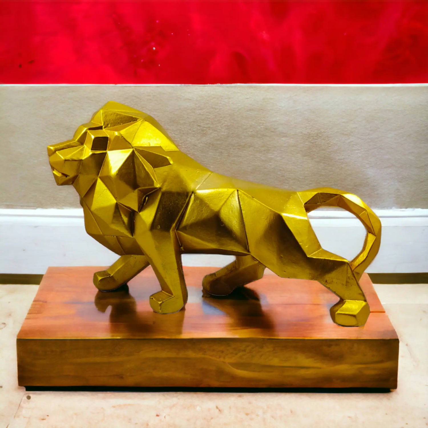 Geometric Resin Lion Statue: Modern Artistry for Your Space