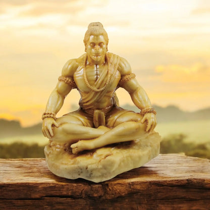 Resin Statue of Lord Hanuman in Meditation - Symbol of Strength and Devotion