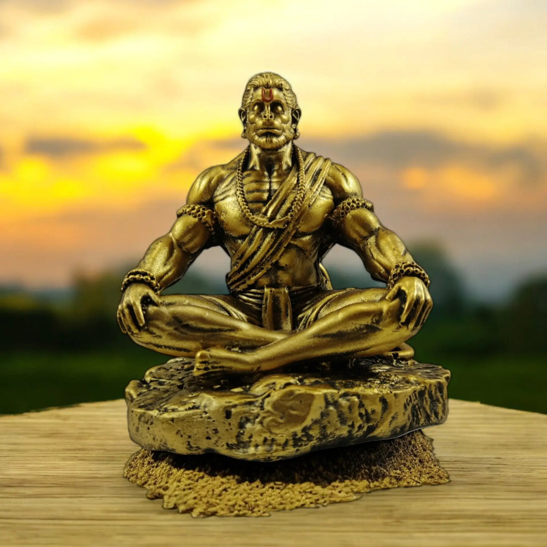 Resin Statue of Lord Hanuman in Meditation - Symbol of Strength and Devotion