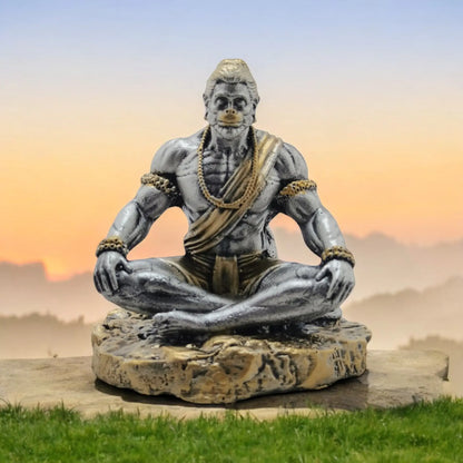Resin Statue of Lord Hanuman in Meditation - Symbol of Strength and Devotion