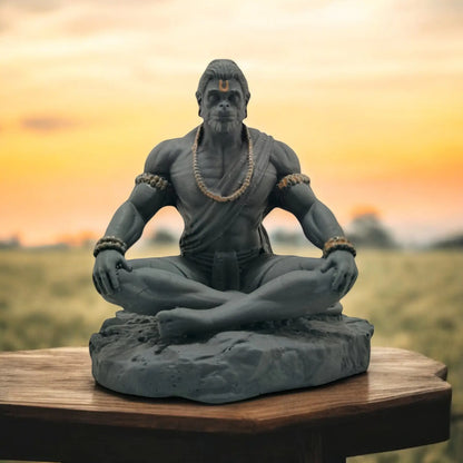 Resin Statue of Lord Hanuman in Meditation - Symbol of Strength and Devotion