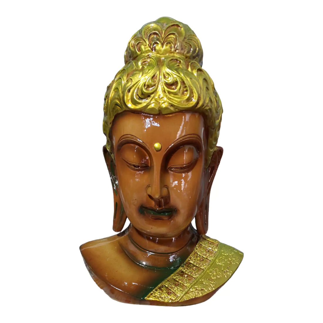 Mustard Big Buddha Face Resin Sculpture