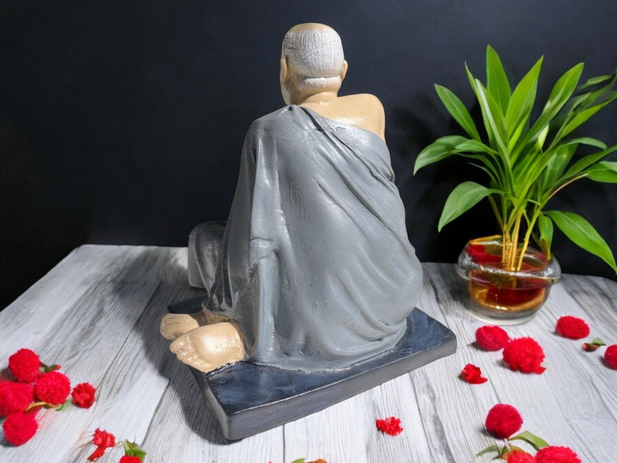 Neem Karoli Baba Resin Statue – Kainchi Dham Inspired Handmade Idol | Marble Powder Handcrafted Spiritual Decor &amp; Gift