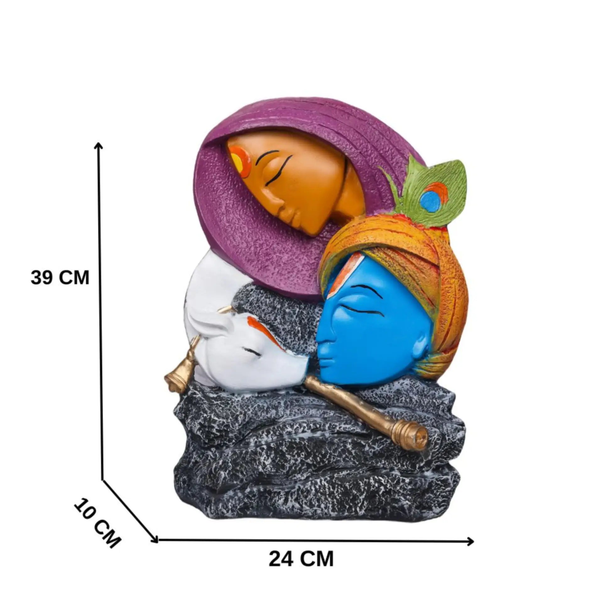 Resin Radha Krishna Murti Idol Statue Sculpture - Multicolour