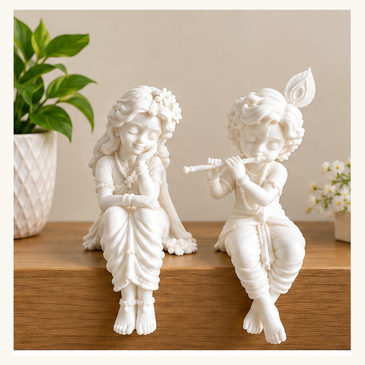 White Radha Krishna Figurine Set of 2