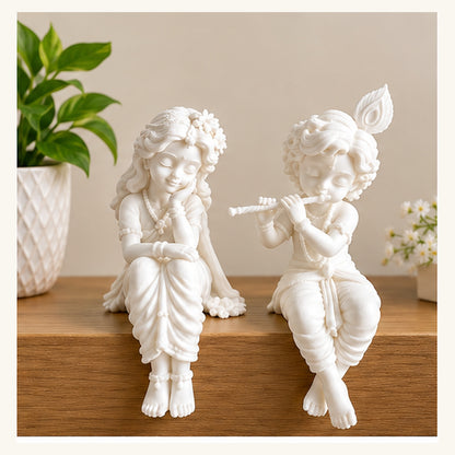 White Radha Krishna Figurine Set of 2