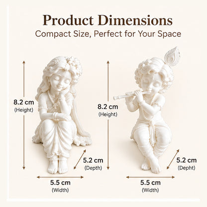 White Radha Krishna Figurine Set of 2