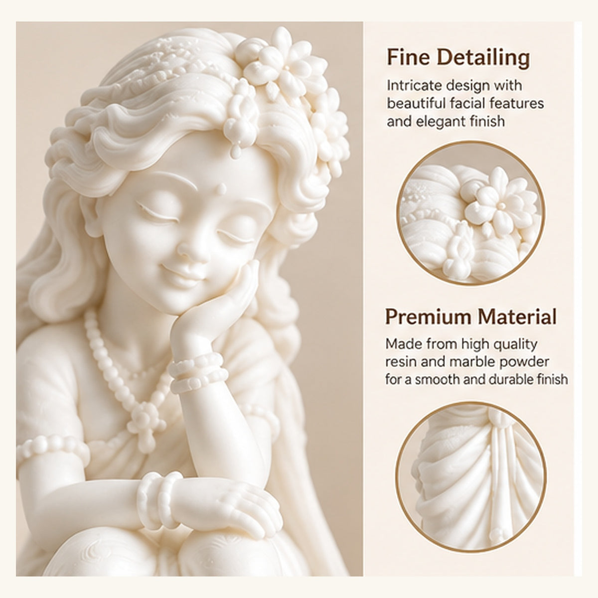 White Radha Krishna Figurine Set of 2