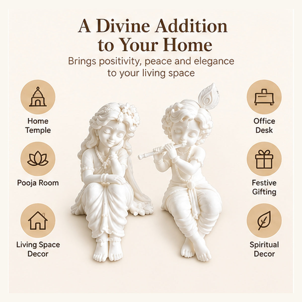 White Radha Krishna Figurine Set of 2