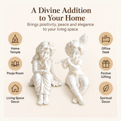 White Radha Krishna Figurine Set of 2