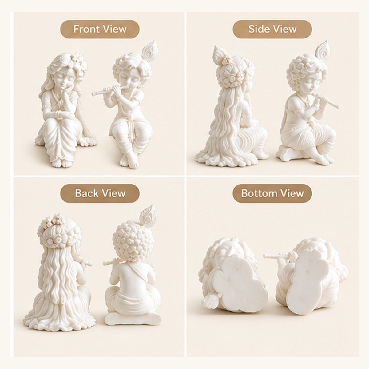 White Radha Krishna Figurine Set of 2