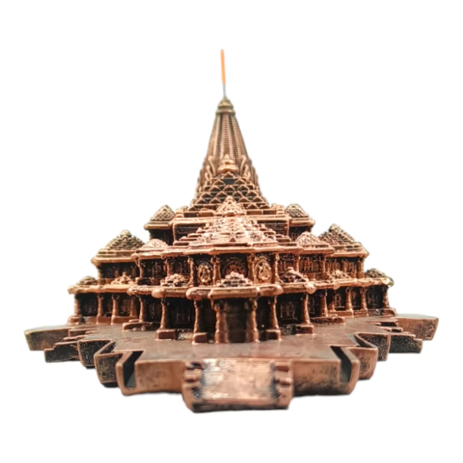 Divine 9-Inch Antique Copper Ram Mandir Statue