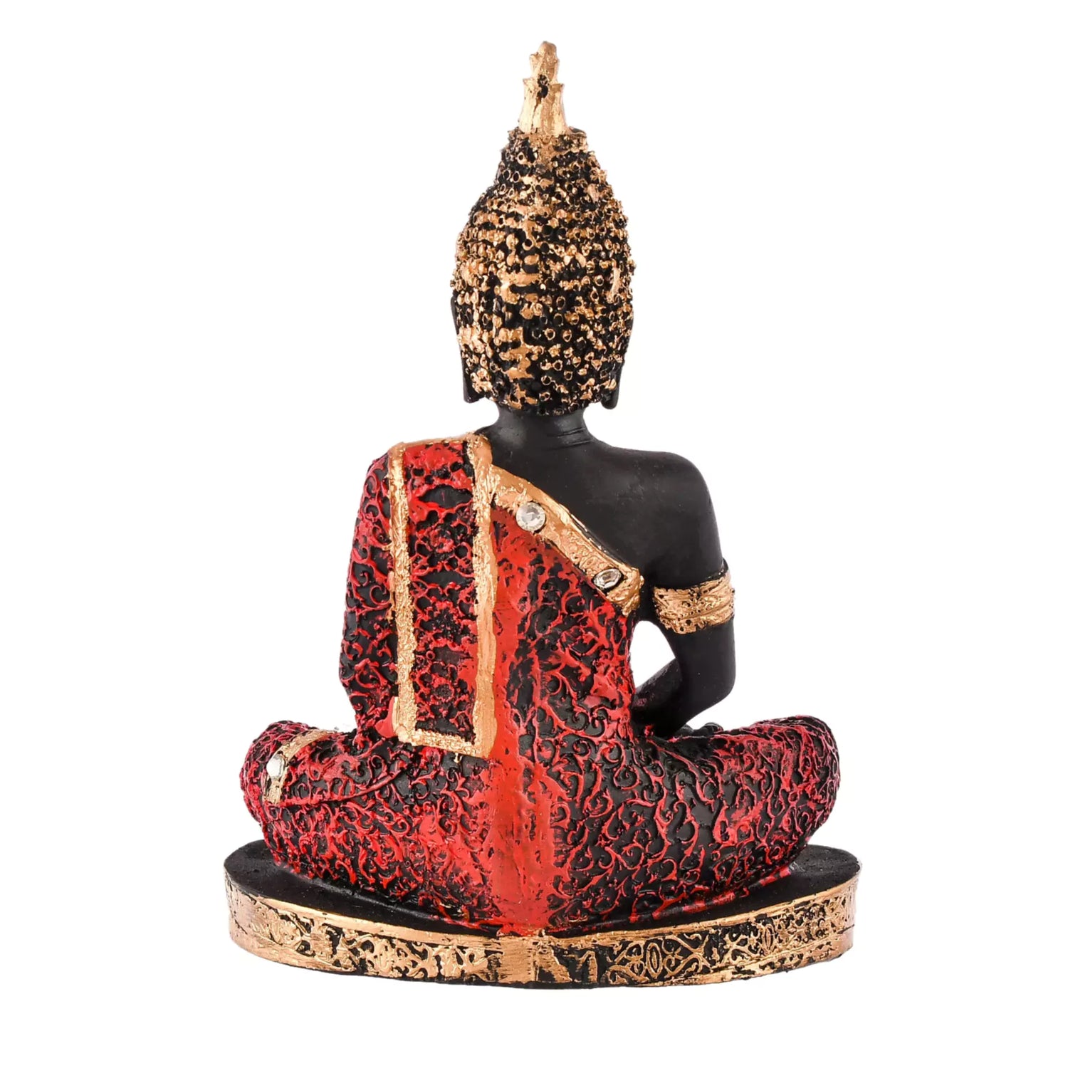 Red Samadhi Buddha Idol Statue Showpiece in Polyresin