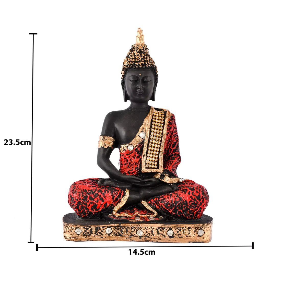 Red Samadhi Buddha Idol Statue Showpiece in Polyresin