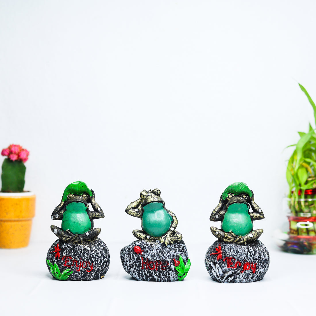 Whimsical Harmony: 3 Frog Set Resin Handcrafted Statue