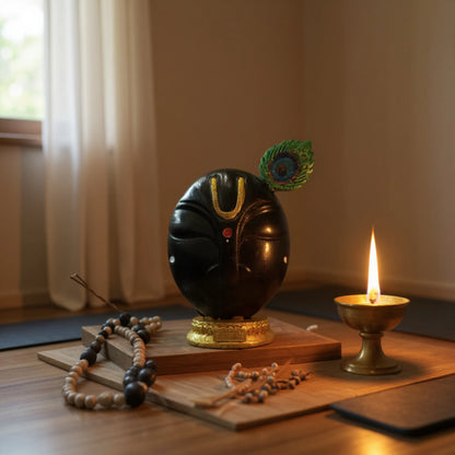 Shree Krishna Thakur Ji Statue Shyam Varan with Mor Pankh – Resin Idol for Car Dashboard &amp; Home Temple